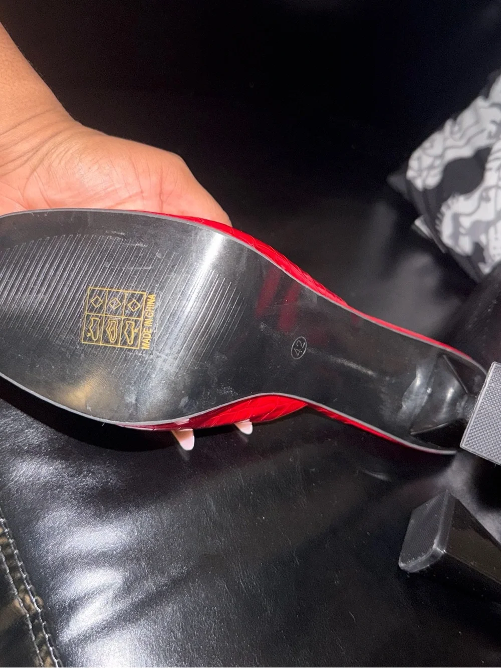 Red Croc-Embossed Platform Slide Sandals - Women